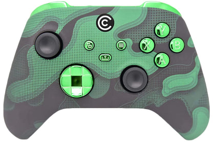 Custom Controllerzz Wireless Controller for PC & Xbox - Green Camo with Green Chrome Inserts