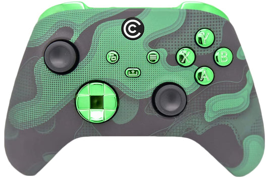 Custom Controllerzz Wireless Controller for PC & Xbox - Green Camo with Green Chrome Inserts
