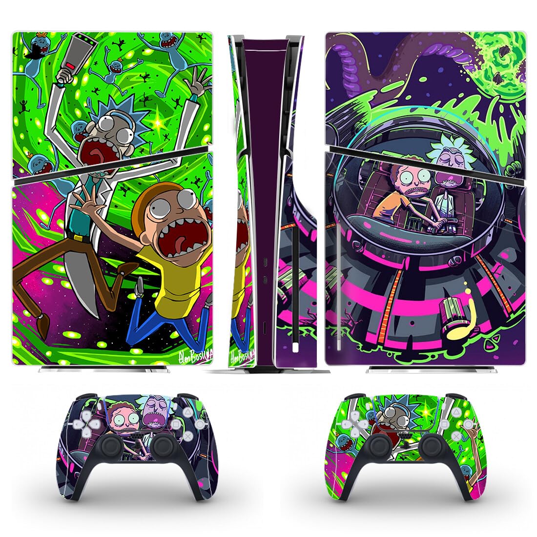 PEYANZ Vinyl Skin Compatible with PS5 | HD Print  Scratch Resistant  Bubble-Free Application (Slim-Disc Edition  R1ck&M0rty)