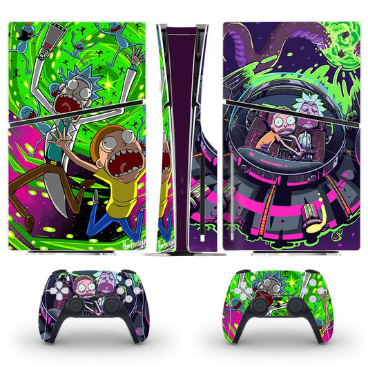 PEYANZ Vinyl Skin Compatible with PS5 | HD Print  Scratch Resistant  Bubble-Free Application (Slim-Disc Edition  R1ck&M0rty)