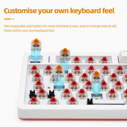 IROK FE75Pro Wireless Mechanical Keyboard, 81 Keys, RGB Backlit, White/Red, Hot Swappable, USB-C/Bluetooth, Three-Layer Dampening