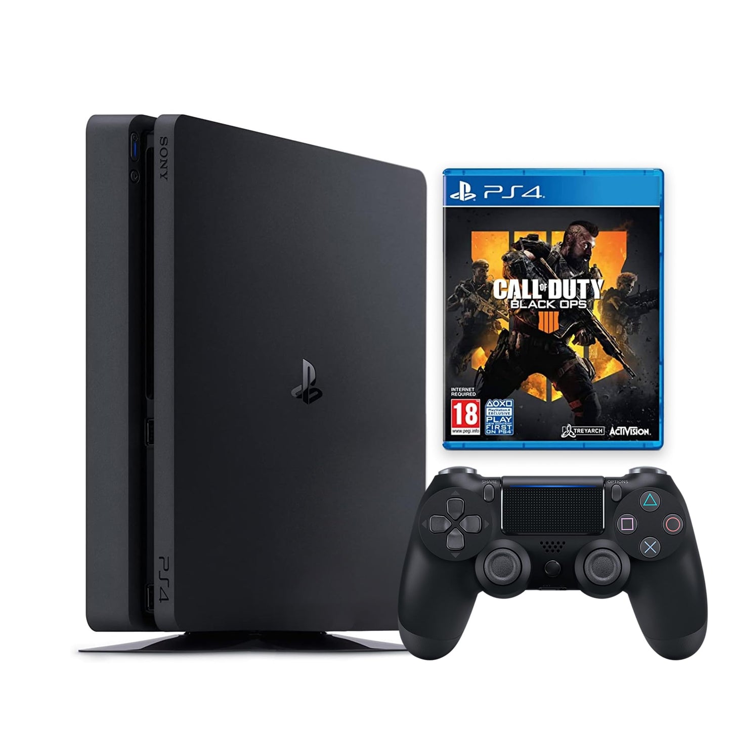 PlayStation 4 Slim 1TB Console with Aftermarket Black Wireless DS Controller with Call of Duty Black Ops 4 PS4 Game Disc - PS4 Gaming System [video game] [video game] (Renewed) [video game]