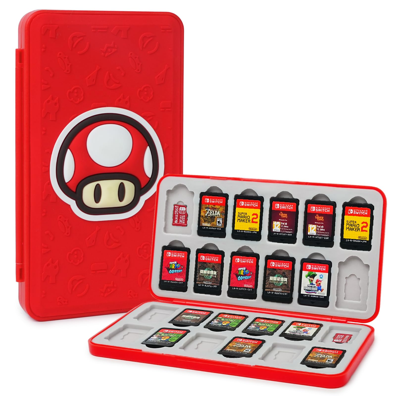 TIKOdirect Game Card Case for Nintendo Switch 2 / Switch / SD Cards  Storage 24 Switch Game Cards Portable Holder Pretty Cute Hard Shell with Magenic Closure  Red