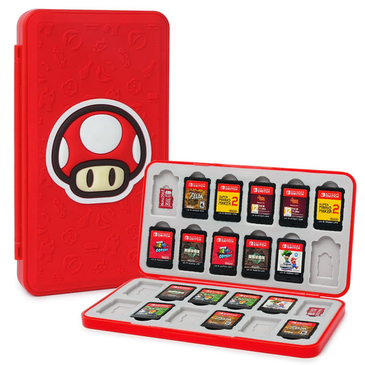 TIKOdirect Game Card Case for Nintendo Switch 2 / Switch / SD Cards  Storage 24 Switch Game Cards Portable Holder Pretty Cute Hard Shell with Magenic Closure  Red