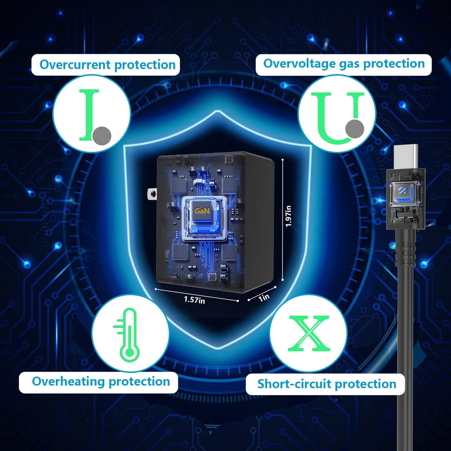 Deummiu 45W GaN USB C Charger for Nintendo Switch - 6FT Cable, 15V 2.6A AC Adapter, Compatible with Switch/Lite/OLED/Dock