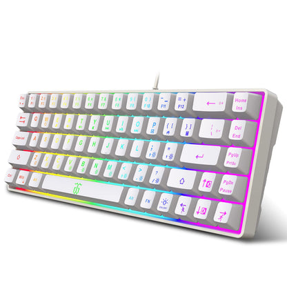 Snpurdiri Compact 60% RGB Gaming Keyboard, Ergonomic Mini Design, 68 Keys, White