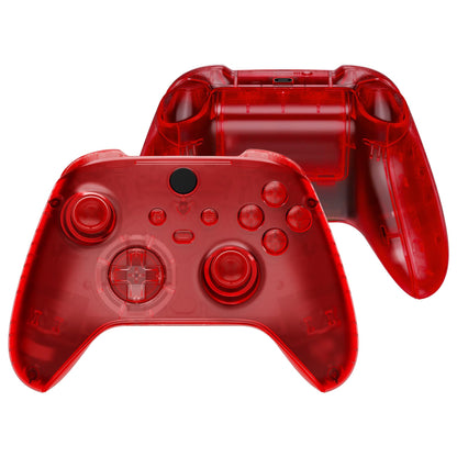 eXtremeRate Xbox Series X & S Controller Shell Set, Clear Red Plastic Side Rails & Grips, Model QX3M502