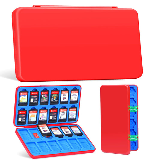 JINGDU 24-Slot Switch Game Card Case Compatible with Switch Game Cards & micro SD Cards  the Games Holder Organizer Suitable for Switch  NS2/NS/Lite/OLED Games  Red Random Pattern