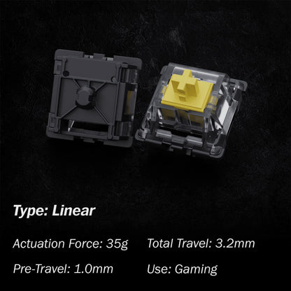 GATERON KS-15 Optical Switches - 65 PCS, 35g Linear, Yellow Clear Top RGB for MX Mechanical Gaming Keyboard