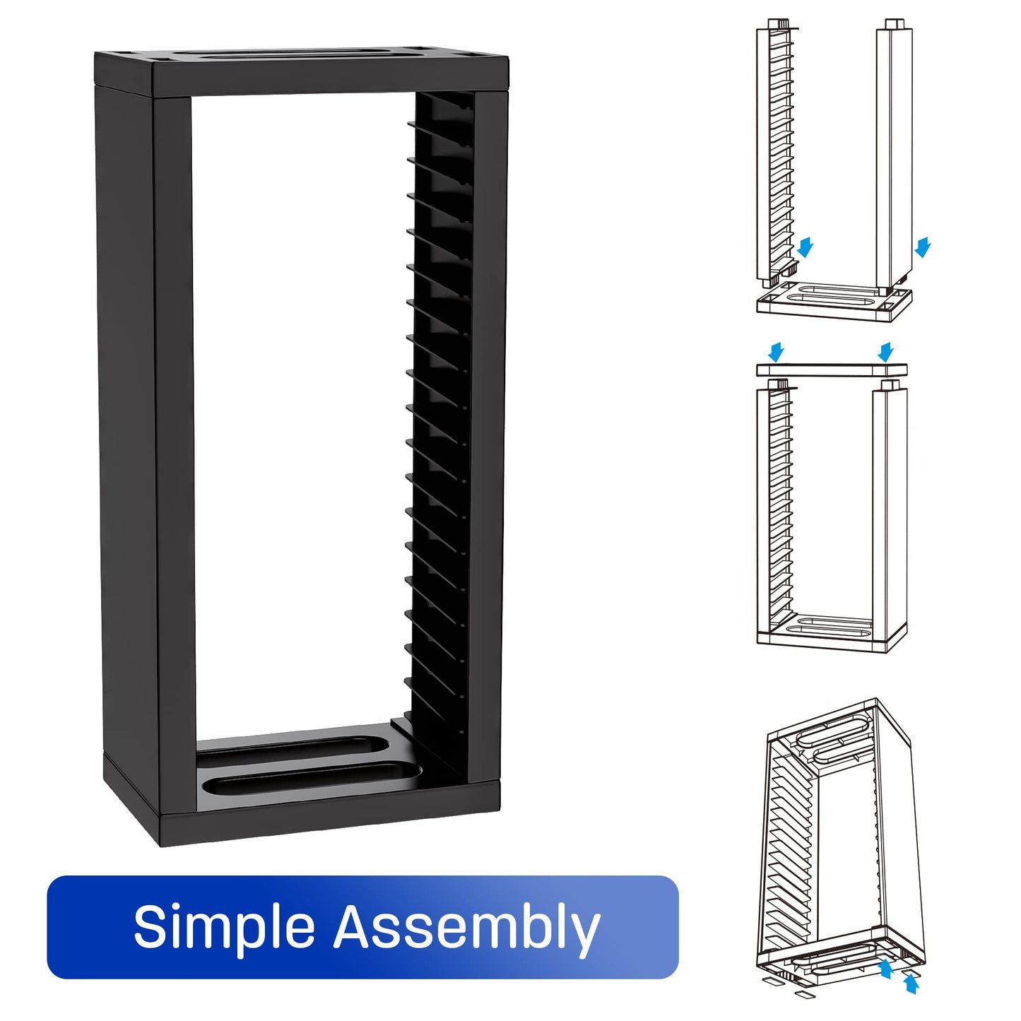 ADZ Universal Game Storage Tower - Holds 18 Disks for PS4, PS5, Xbox, Nintendo Switch - Black, Model ADZP4-007