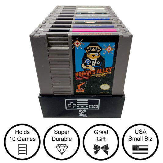 Collector Craft NES Compatible Cartridge Holder - Black, Holds 10 Games, Retro Video Game Storage for Nintendo NTSC/PAL