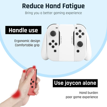 FUNDIARY Comfort Charging Grip for Nintendo Switch & OLED Joycon - Black, Includes LED Indicator, Charging Cable & 6 Thumb Caps