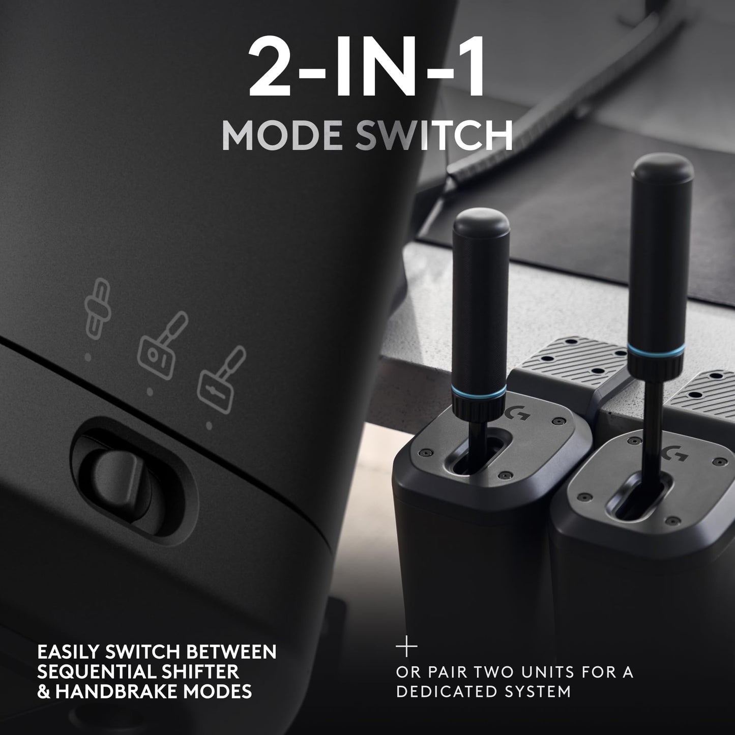 Logitech G RS Shifter & Handbrake - Height-Adjustable, Easy Mode Switching, Black, Model 941-000242, Compatible with PS, Xbox, PC