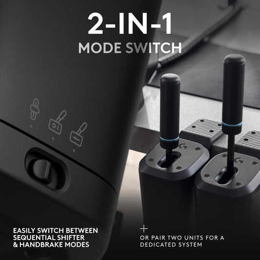 Logitech G RS Shifter & Handbrake - Height-Adjustable, Easy Mode Switching, Black, Model 941-000242, Compatible with PS, Xbox, PC