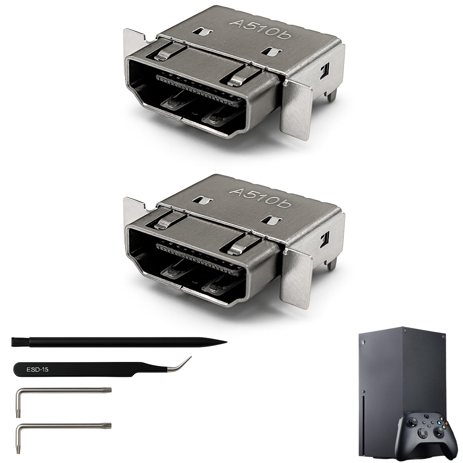 ALIENERGY HDMI Port Replacement Kit for Xbox Series X  Display Socket Jack Connector Repair for XSX Console (Original OEM Quality)  Including Tools (Screwdrivers  Tweezer  Spudger) - 2PCS