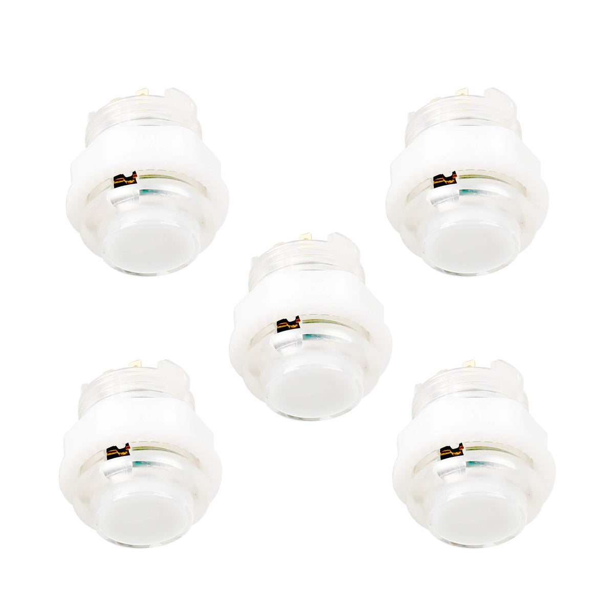 EG STARTS 5X 24mm Full Color LED Illuminated Push Button Built-in Switch 5V Buttons for Classic Arcade Joystick Games Mame Jamma Raspberry Pi & White