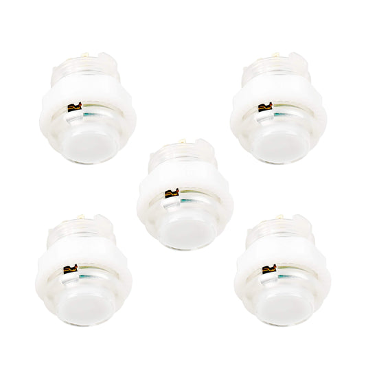 EG STARTS 5X 24mm Full Color LED Illuminated Push Button Built-in Switch 5V Buttons for Classic Arcade Joystick Games Mame Jamma Raspberry Pi & White