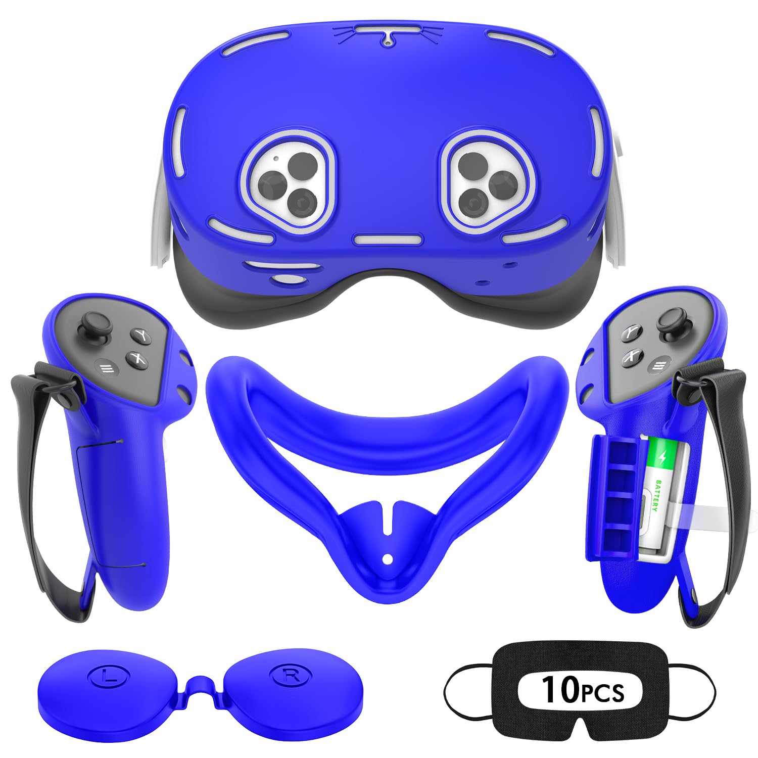 Rechale Silicone Cover Set Compatible with Oculus/Meta Quest 3S  VR Accessories for Meta Quest 3S  Protective Cover Set Includes Controller Grip Cover  Face Cover  VR Shell Cover (Blue)