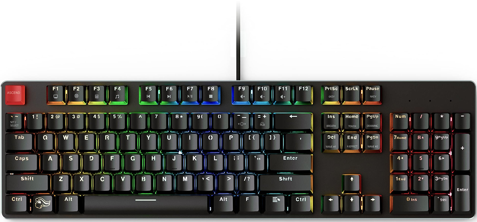 Glorious GMMK Full Size Mechanical Gaming Keyboard - USB Wired, RGB Hot Swappable, Black Metal Top Plate