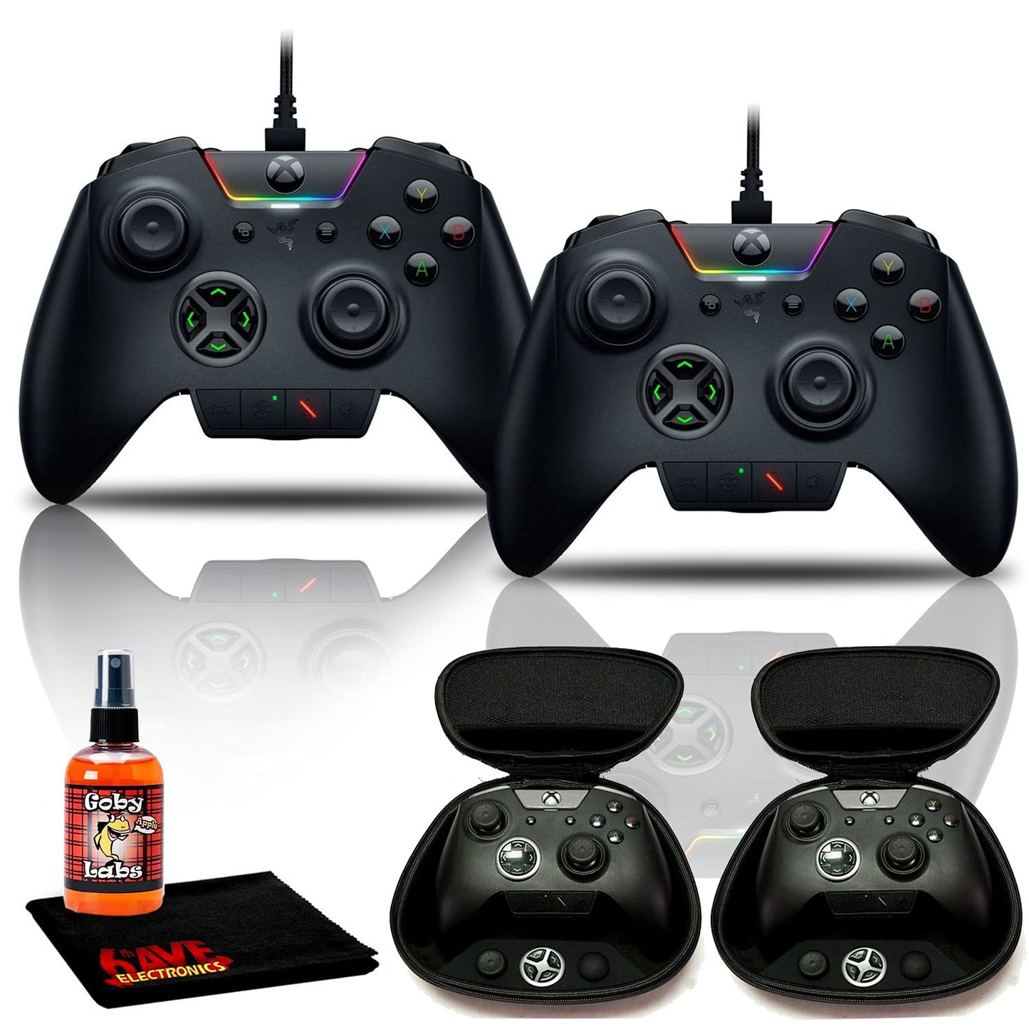 Razer Wolverine Ultimate Wired Gaming Controller (Black) - Two Pack Bundle with 6Ave Cleaning Kit - For PC  Xbox One  and Xbox Series X