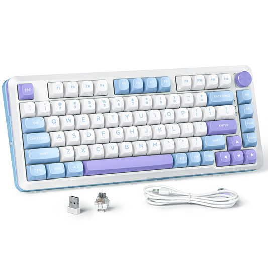 Redragon K681 Wireless Mechanical Keyboard  Gasket Mounted RGB Gaming Keyboard with Volume Knob  MDA-Profile  Pre-Lubed Linear Switches  81 Keys 75% Tri-Mode Hot Swappable for PC/Xbox/Ps (Periwinkle)