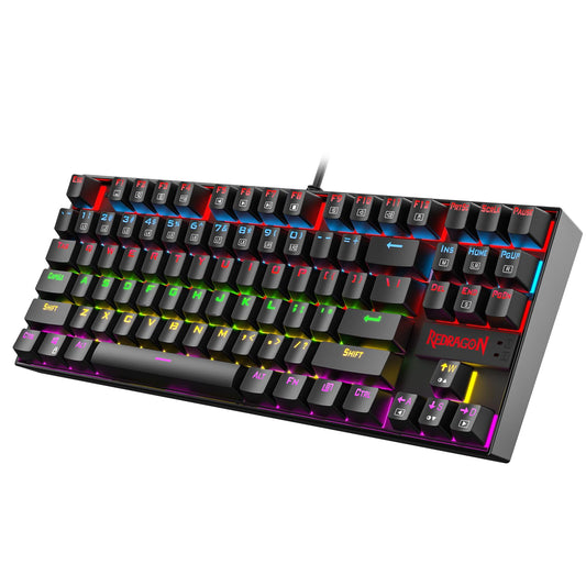Redragon K552 Mechanical Gaming Keyboard  87-Key Compact  LED Gaming Keyboard with Red Switches  Anti-Ghosting  Metal Frame for PC Gaming & Typing  Beginner-Friendly (Black)
