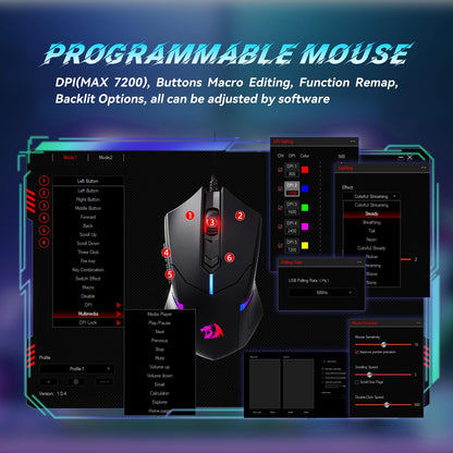 Redragon S101 Gaming Combo Set - RGB Backlit Keyboard & M601 Mouse, Black, Plastic, Programmable, New Version