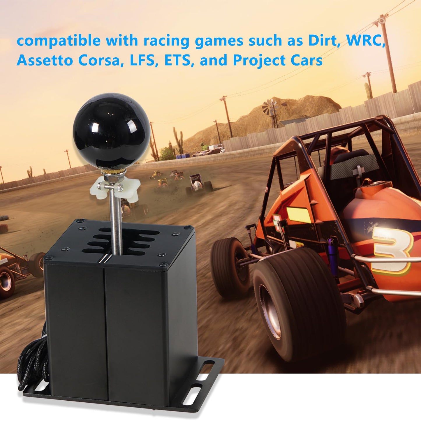 GSTP PC USB Simulator Shifter for G29 G27 G25 G920 T300RS/GT - 7+R Black Compatible with ATS ETS Dust WRC Sim Racing Games