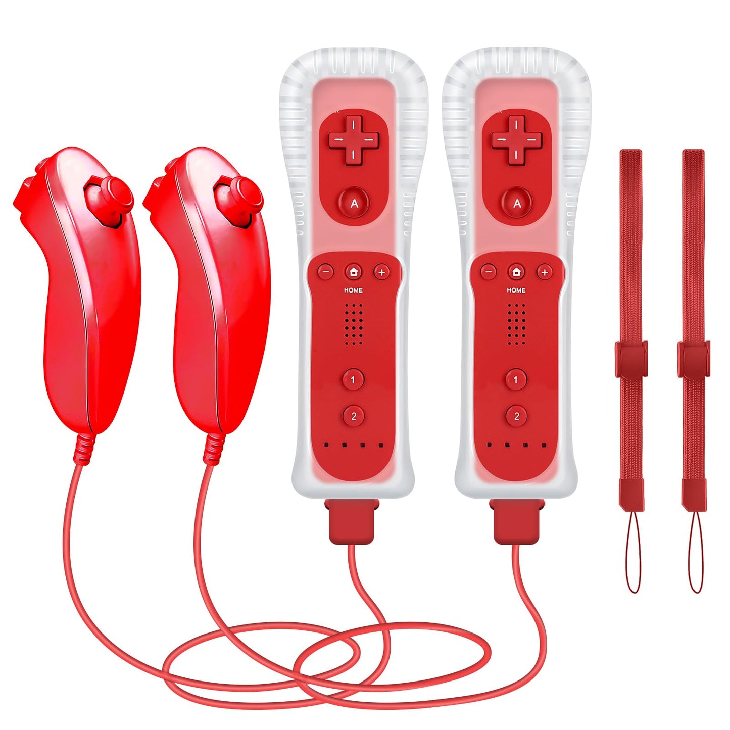 WDZP (Red*2) Remote Controller with Motion Plus for Wii/WII U  2 in 1 Remote with Nunchuck Controller for Wii/WII U Console [nintendo_wii_u]