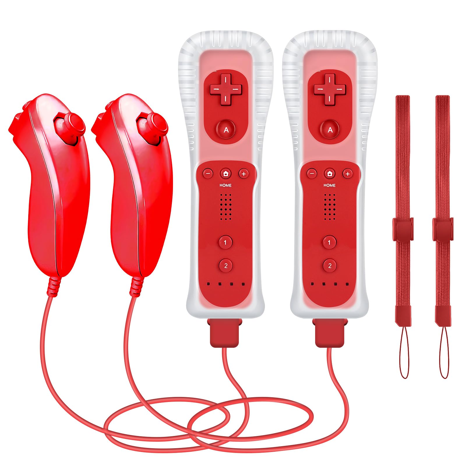 WDZP (Red*2) Remote Controller with Motion Plus for Wii/WII U  2 in 1 Remote with Nunchuck Controller for Wii/WII U Console [nintendo_wii_u]