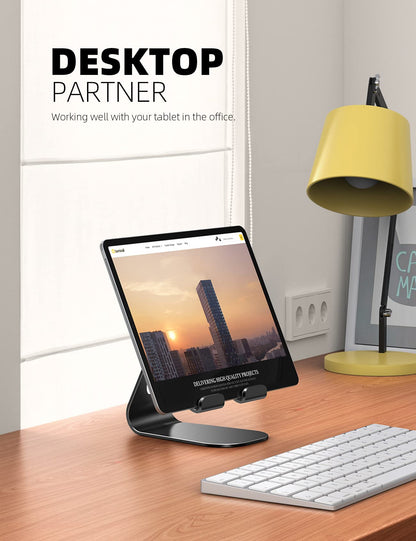 Lamicall Adjustable Tablet Stand for iPad, Kindle, iPhone - Black, Model S1-B, Compatible with 4-13'' Tablets