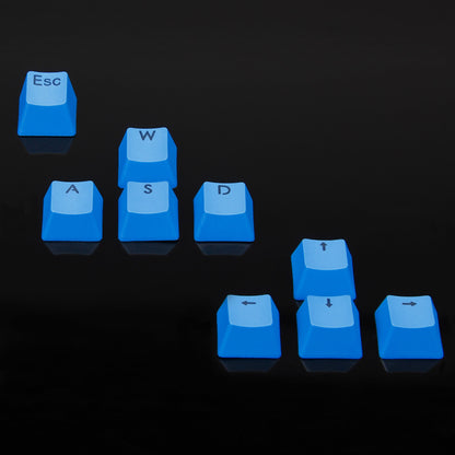 ENHANCE PBT Keycaps Set - Doubleshot Blue Key Caps for Gaming Keyboard - Compatible with Mechanical Switches - Includes Keycap Puller & Brush