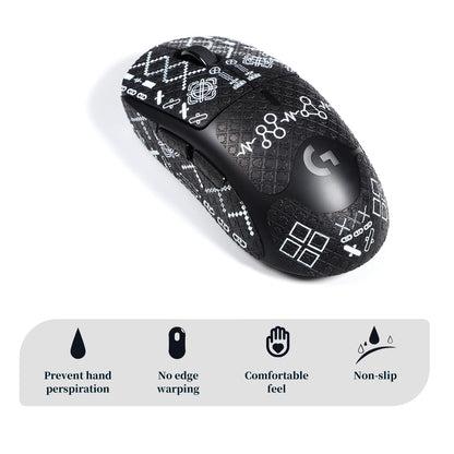 immoenuc Mouse Grip Tape for Logitech G Pro Wireless - Anti-Slip, Pre-Cut, Sweat-Resistant, Floral Printing Pattern