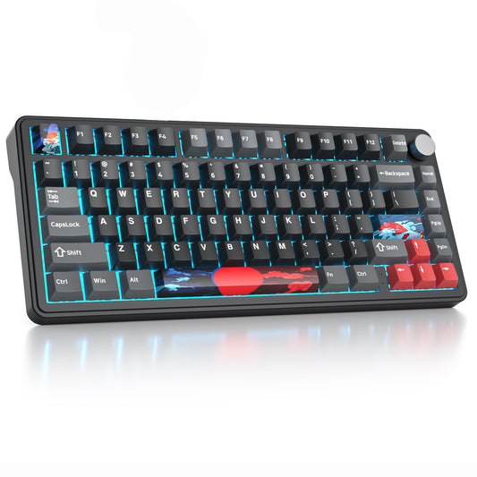 surmen M75 75% Wireless Creamy Keyboard with Gasket  Pre-lubed Triple Mode Bluetooth Mechanical Gaming Keyboard BT5.0/2.4Ghz/USB with Sound Absorbing Pads Hot-Swap(Shadow Red)