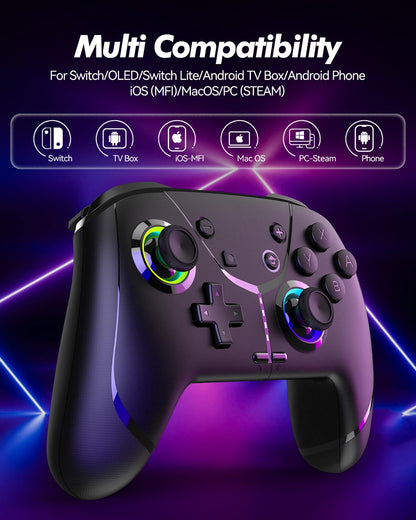 GMBACK Wireless Pro Controller for Nintendo Switch/Lite/OLED - Bluetooth, Vibration, Motion Control, RGB, Turbo, Programmable
