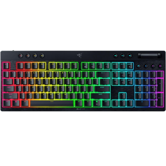 Razer BlackWidow V4 Low Profile HyperSpeed Wireless Gaming Keyboard: Yellow Mechanical Switches - 2.4GHz Wireless & Bluetooth - Multi-Function Roller - 11 Control Buttons - Long Battery Life