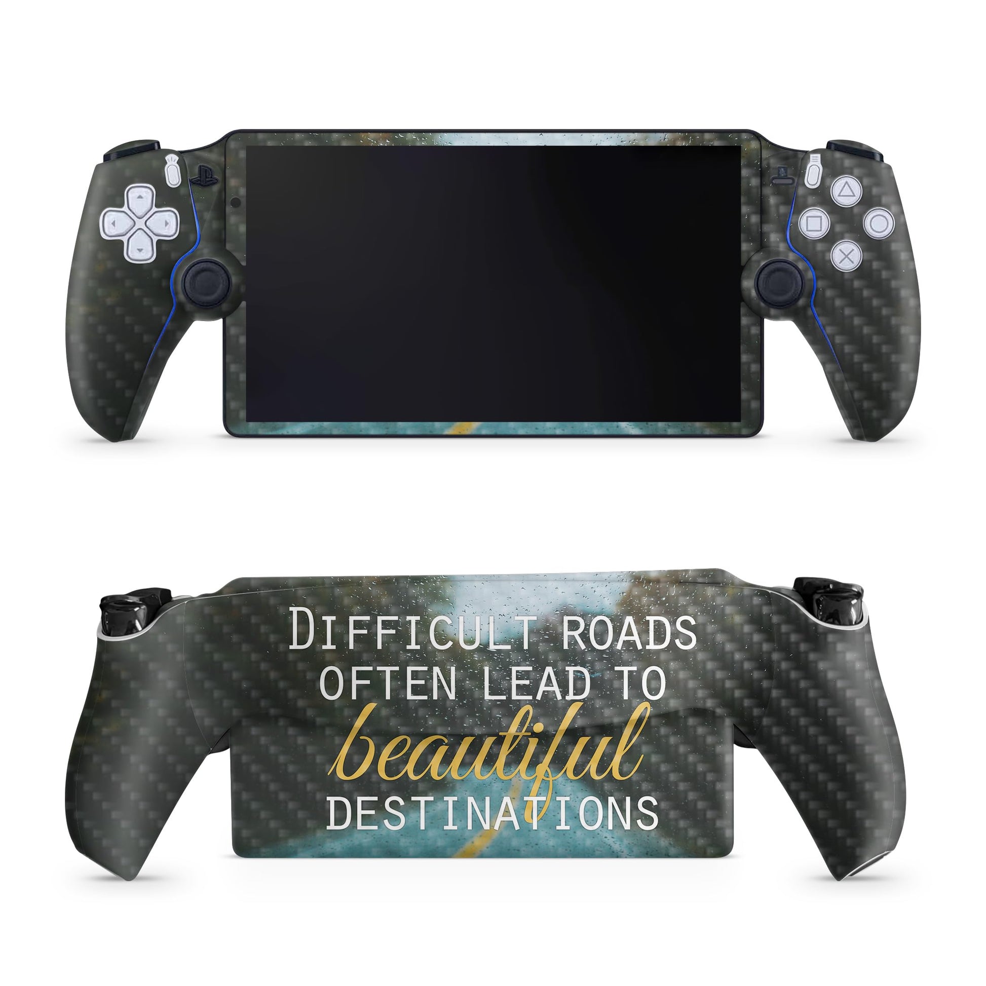 Carbon Fiber Gaming Skin Compatible with PS5 Portal Remote Player - Difficult Roads - fine 3M Vinyl Protective Wrap Decal Cover - Easy to Apply | Crafted in The USA by MightySkins