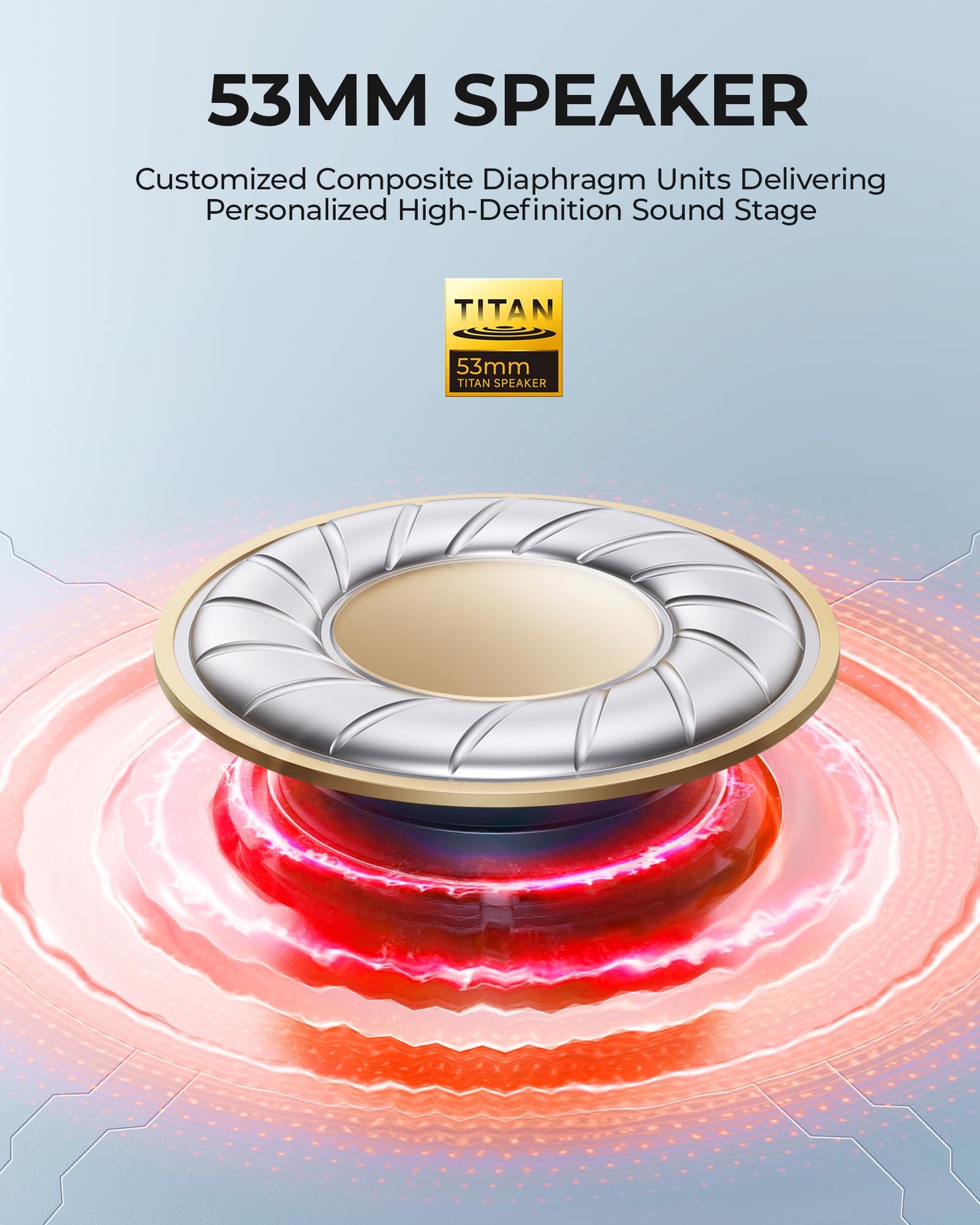 KOFIRE Wireless Gaming Headset, 2.4GHz USB, Bluetooth 5.4, 53MM 3D Stereo Sound, 65H Battery, ENC Mic, Black-Red