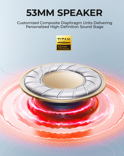 KOFIRE Wireless Gaming Headset, 2.4GHz USB, Bluetooth 5.4, 53MM 3D Stereo Sound, 65H Battery, ENC Mic, Black-Red