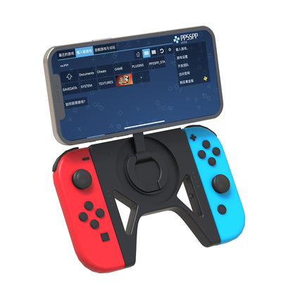 TEGRUP Joy-Con Charger Grip with Magnetic Phone Mount - Dual Use, Hinge Design, BLACK