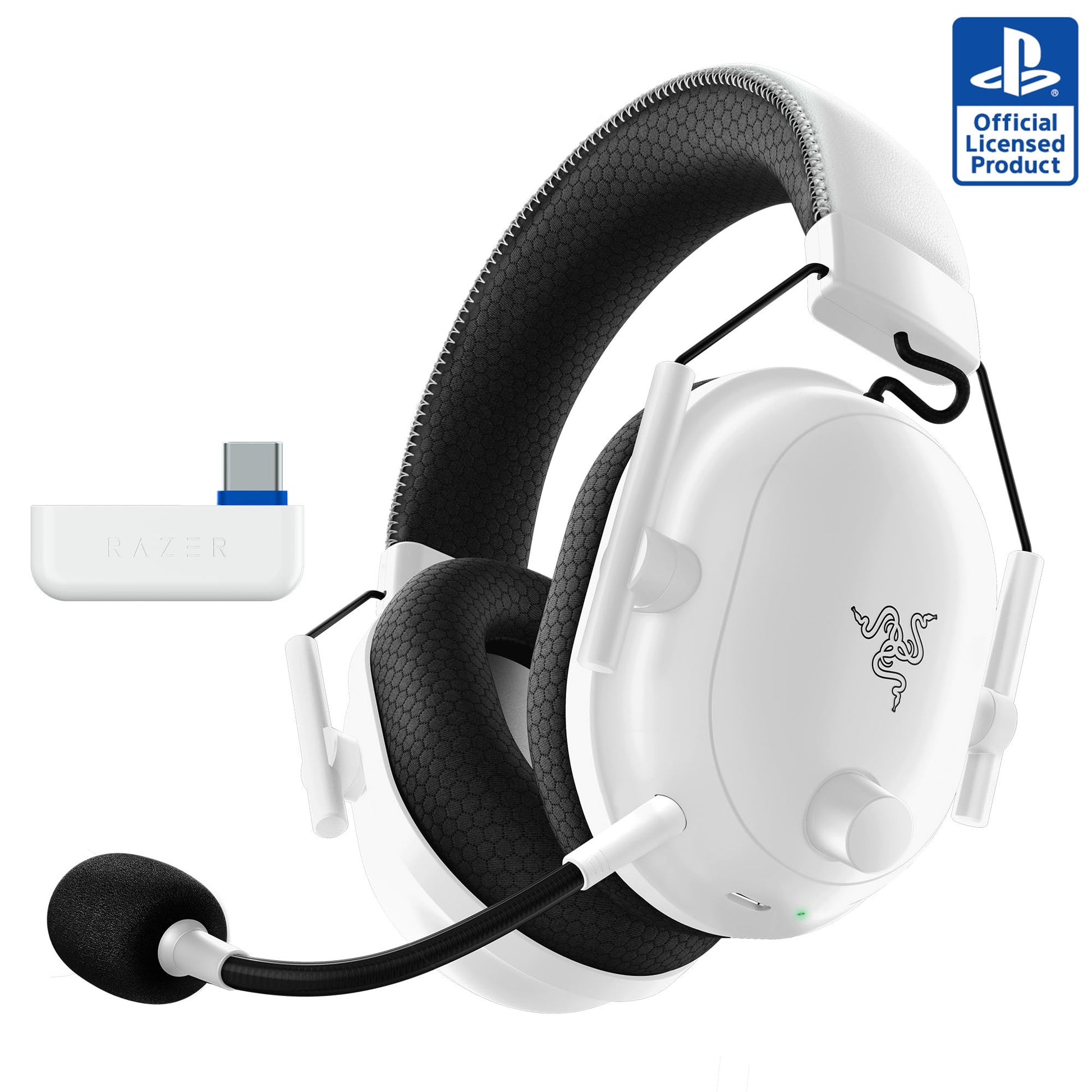 Razer BlackShark V2 Pro Wireless PlayStation Gaming Headset: 50mm Drivers - Super Wideband Mic - Noise Isolating Earcups - For PS5  Nintendo Switch 2  PC  Mac - Bluetooth  USB-C - 70hr Battery - White