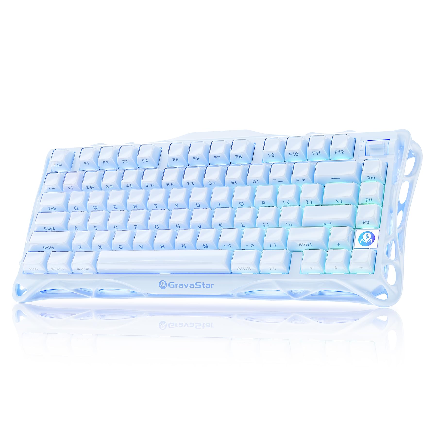 GravaStar Mercury K1 75% Blue Gaming Keyboard  Aluminum Alloy Mechanical Keyboard  Gasket Hot-Swap Socket  Linear Switches  RGB Backlit  Wireless Keyboard for Gaming  Office  and Gifts