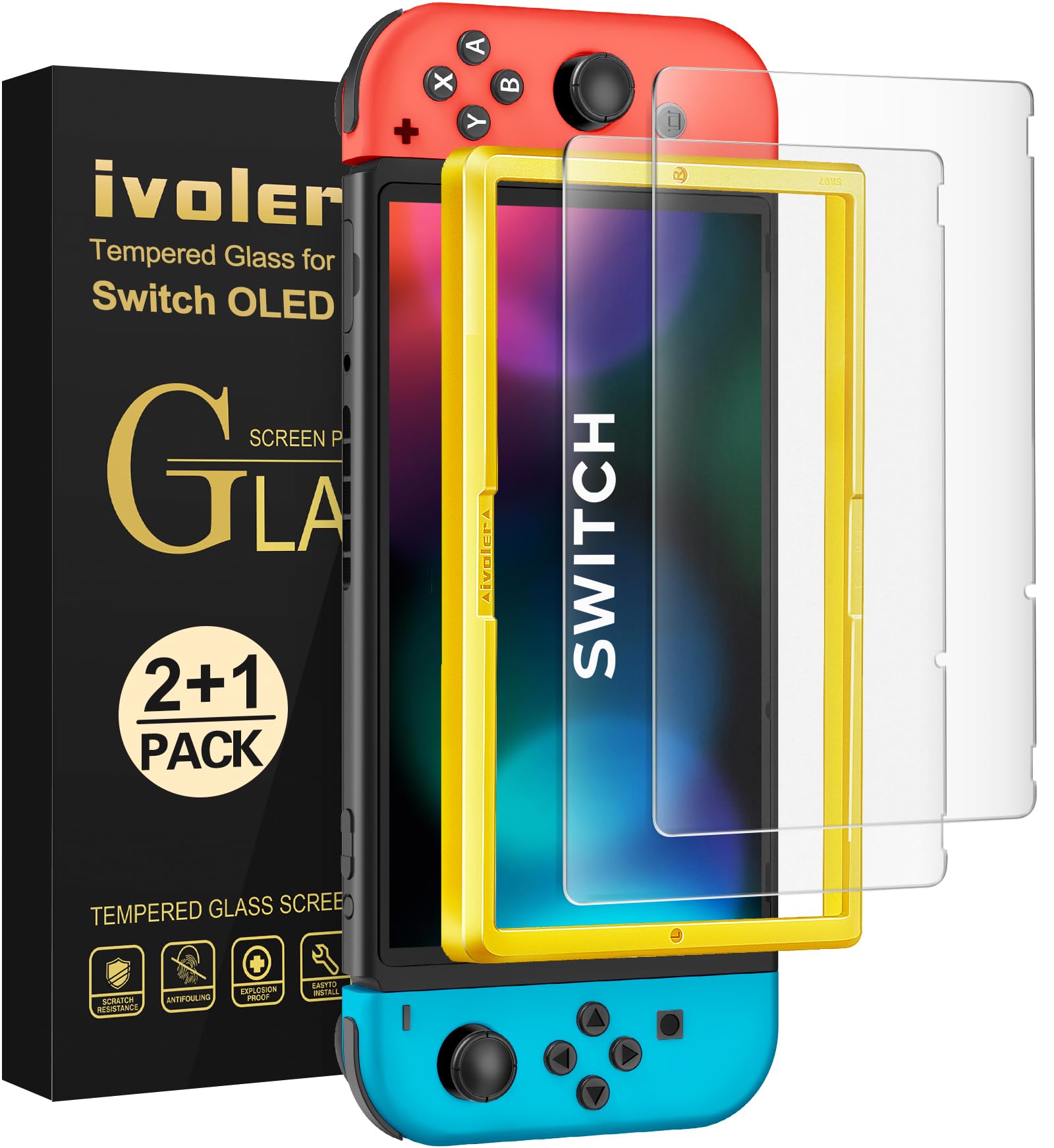 ivoler Screen Protector [2 Pack] Matte Tempered Glass for Nintendo Switch 6.2 inch  Matte Anti Glare Screen Protector with [Alignment Frame] Anti-Scratch Full Coverage Guard for Nintendo Switch