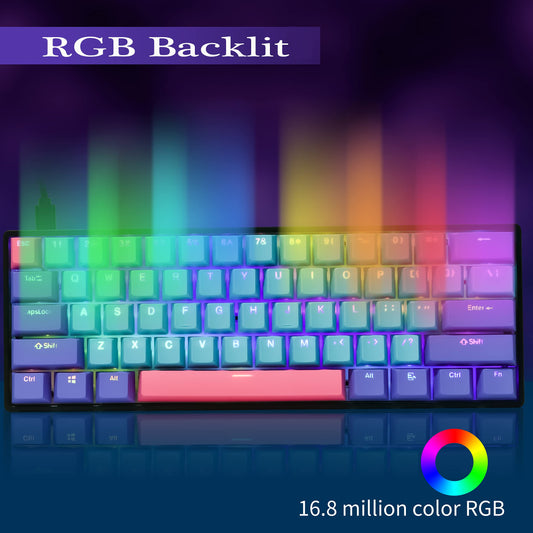 Guffercty kred GK61 60% Mechanical Keyboard RGB Hot Swappable Gateron Optical Red PBT Keycaps Type-C for PC Gamers - Joker Color