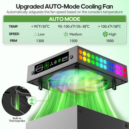 OIVO Xbox Series X Cooling Fan with Auto Mode, Dust Proof, LED, Adjustable, Black