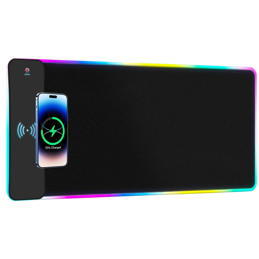 RGB Wireless Charging Gaming Mouse Pad  15W Fast Charging  15 LED Light Modes  Extra Large 800x300mm  Non-Slip Rubber Base  Compatible with PC  MacBook  Laptop  Desk - Ideal for Gaming & Work