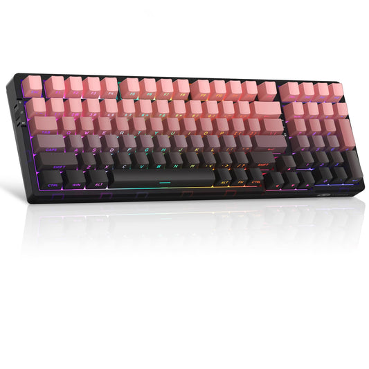 MageGee LIGHT100 Wireless Creamy Keyboard  Gasket Structure Hot Swappable  2.4G/USB-C/BT5.0 RGB Backlit Mechanical Gaming Keyboard for Win/Mac/PC  8000mAh Battery  Side Printed PBT Keycap  Pink