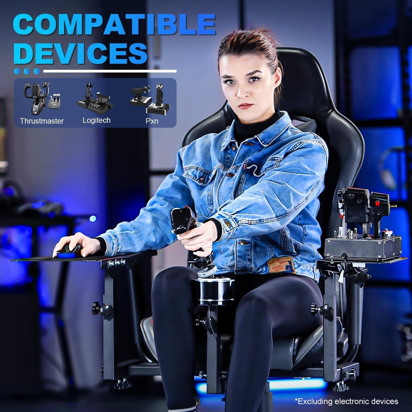 Marada Flight Joystick Hotas Mount - Adjustable Chair Compatible with Thrustmaster/Logitech - Dark Gray - Flight Simulator Cockpit