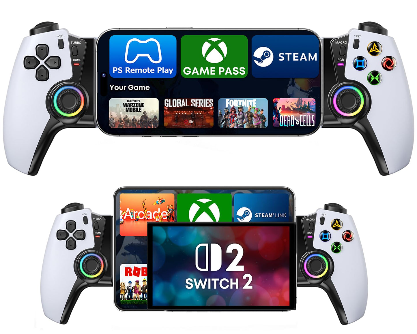OKETY Wireless Mobile Gaming Controller - Hall Effect Joysticks & Triggers | Compatible with iPhone 15/16 Pro Max  Android  iPad Mini  Nintendo Switch 1/2 | Zero Lag for Xbox Cloud Gaming  Steam Link  PlayStation Remote Play