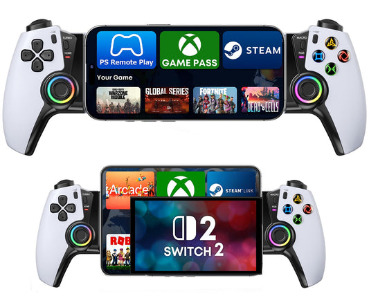 OKETY Wireless Mobile Gaming Controller - Hall Effect Joysticks & Triggers | Compatible with iPhone 15/16 Pro Max  Android  iPad Mini  Nintendo Switch 1/2 | Zero Lag for Xbox Cloud Gaming  Steam Link  PlayStation Remote Play